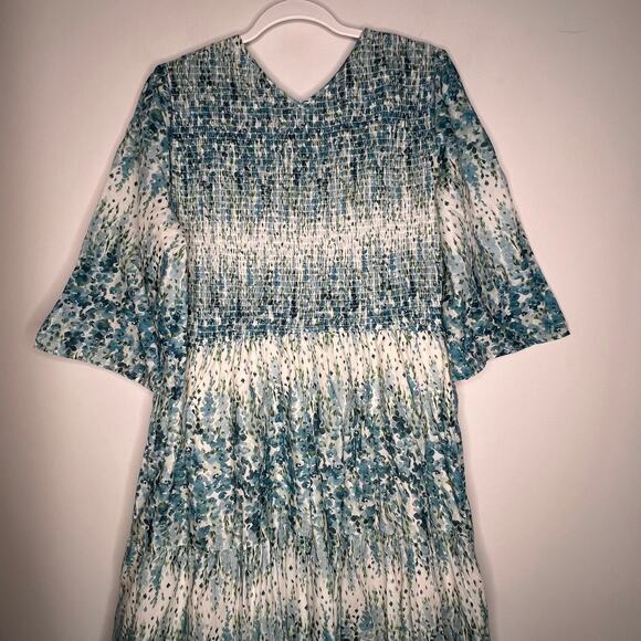 Christy Dawn Blue & Green Floral Basil Maxi Dress Size XL - Picture 5 of 12